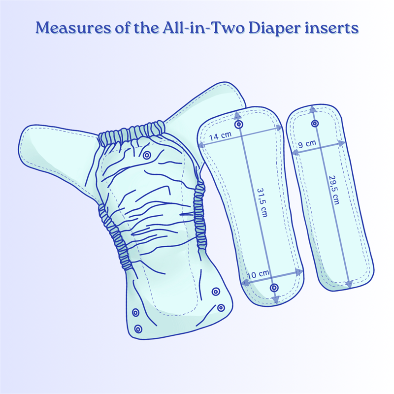 Measures of the All-in-two diaper Inserts